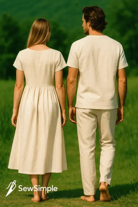 couple’s linen outfit, men’s linen shirt pattern, women’s linen dress pattern, summer outfit sewing pattern, matching couple’s outfit, patch pocket dress pattern, couple's matching set, linen dress pattern, linen shirt sewing pattern, summer matching outfits, linen couple’s set, men’s summer shirt sewing, women’s summer dress pattern, easy sewing pattern, linen clothing pattern, summer outfit sewing, matching summer clothing, PDF sewing pattern, women’s patch pocket dress, men’s summer shirt pattern, sewing