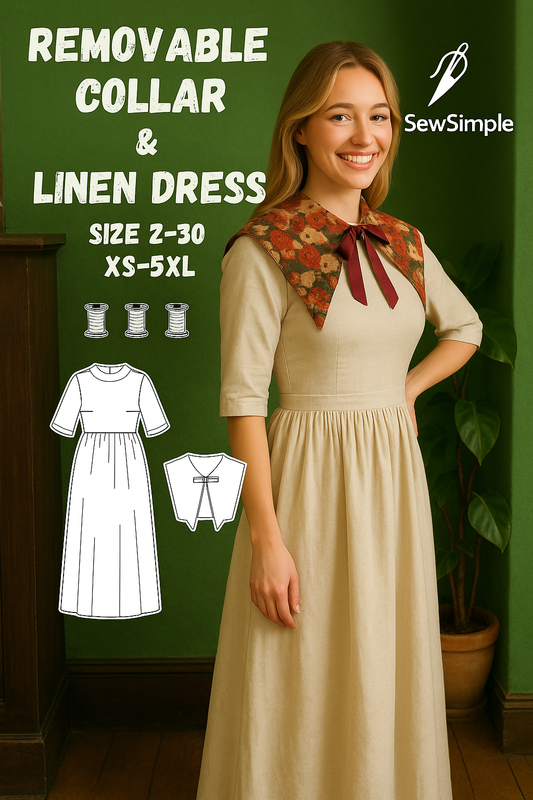 detachable collar sewing pattern, Peter Pan collar sewing pattern, vintage collar pattern, retro collar accessory, embroidered collar pattern, linen dress sewing pattern, vintage-inspired collar, statement collar for sewing, DIY detachable collar, customizable collar pattern, collar pattern for women, PDF collar sewing pattern, handmade collar accessory, cottagecore collar, retro fashion accessory, embroidered scarf collar, historical costume collar, detachable Peter Pan collar, sewing pattern for beginners