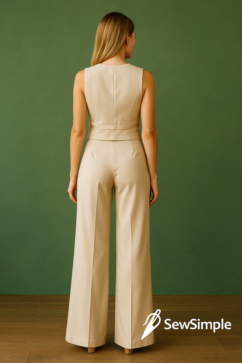 wide-leg pants pattern, palazzo pants pattern, V-neck vest pattern, DIY palazzo pants, DIY vest pattern, women's minimalist outfit, sewing pattern for women, palazzo pants sewing pattern, vest with embroidery, V-neck sewing pattern, wide-leg pants and vest pattern, embroidered vest pattern, women's clothing sewing pattern, casual women's outfit, formal vest pattern, fashionable pantsuit, minimalist fashion pattern, wide-leg trousers, palazzo pants sewing, comfortable palazzo pants, summer vest pattern, DIY