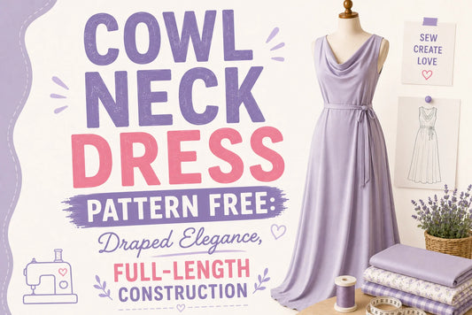 Cowl Neck Dress Pattern Free: Draped Elegance, Full-Length Construction