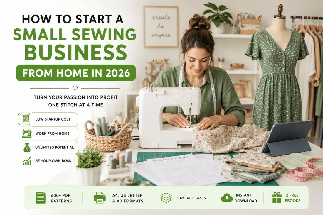 How to start a small sewing business from home in 2026 using PDF sewing patterns and handmade sewing projects