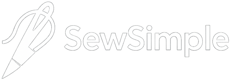 SewSimple logo with a sewing needle icon on a white background