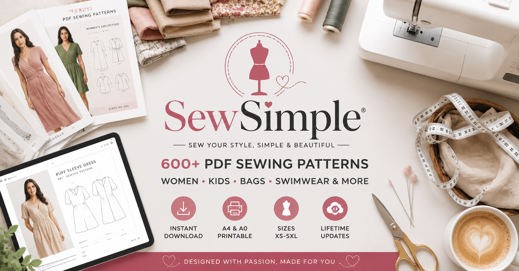Instant Download Sewing Pattern Sewing Patterns Bundle | XS–5XL | SewSimple