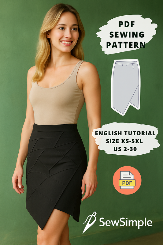 Asymmetrical skirt pattern, high-waist skirt pattern, waistband skirt pattern, sewing skirt pattern, PDF skirt pattern, sewing pattern PDF, asymmetrical sewing pattern, beginner skirt pattern, waist skirt pattern, A-line skirt, fashion DIY pattern, high-waist sewing pattern, skirt sewing tutorial, US letter skirt pattern, A4 skirt pattern, A0 skirt pattern, beginner sewing instructions, skirt for beginners, women’s skirt pattern, custom skirt pattern, high-waist waistband skirt, sewing with cotton, sewing w
