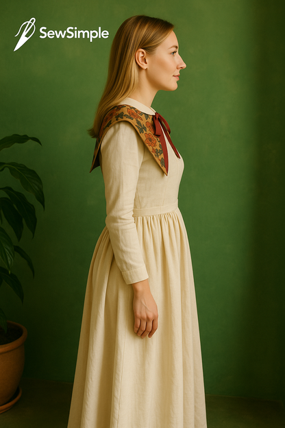 detachable collar sewing pattern, Peter Pan collar sewing pattern, vintage collar pattern, retro collar accessory, embroidered collar pattern, linen dress sewing pattern, vintage-inspired collar, statement collar for sewing, DIY detachable collar, customizable collar pattern, collar pattern for women, PDF collar sewing pattern, handmade collar accessory, cottagecore collar, retro fashion accessory, embroidered scarf collar, historical costume collar, detachable Peter Pan collar, sewing pattern for beginners
