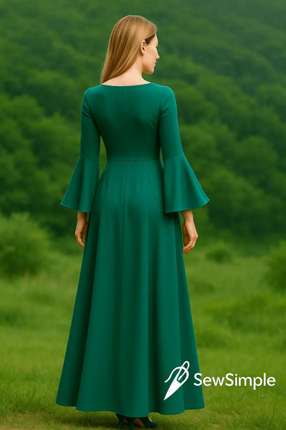 long-sleeve dress sewing pattern, bell sleeve maxi dress, flared sleeve dress pattern, half circle dress sewing, elegant maxi dress, PDF dress pattern, XS-5XL dress pattern, casual formal dress pattern, women's sewing patterns, DIY long-sleeve dress, bell sleeve dress, maxi dress PDF pattern, women’s dress pattern, flared skirt dress, elegant dress pattern, bell sleeve pattern, flared sleeve dress sewing, maxi dress with sleeves, women’s fashion DIY, sewing pattern for beginners, maxi dress tutorial, half c