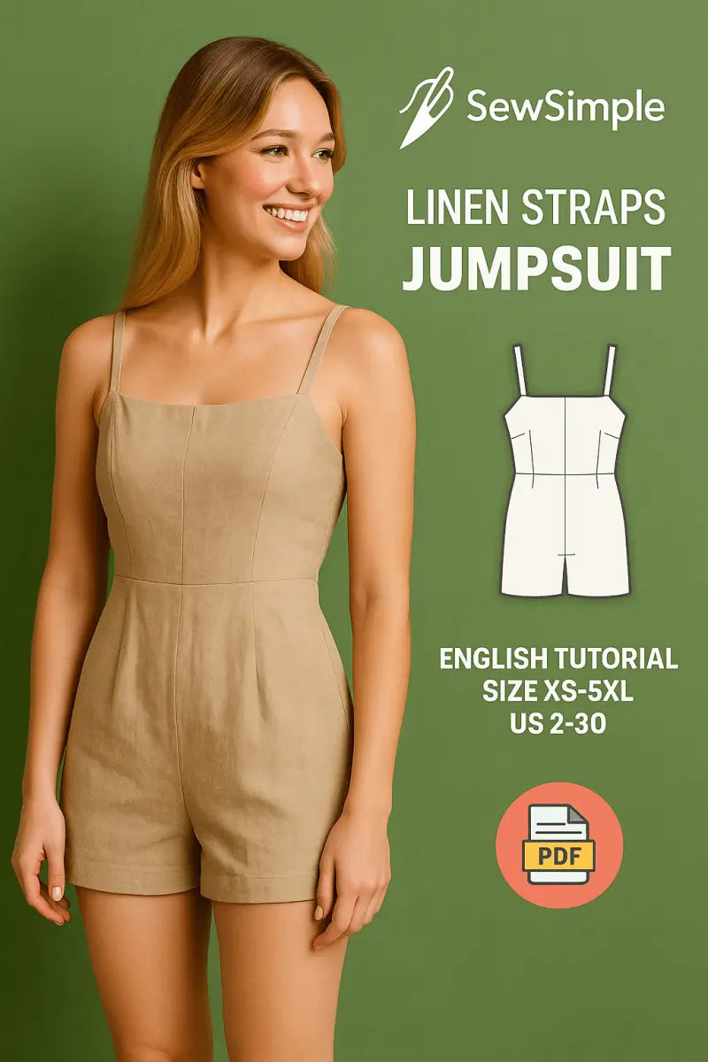 linen jumpsuit pattern, summer playsuit sewing pattern, women’s romper pattern, strappy shorts romper, linen summer outfit, DIY summer playsuit, minimalist jumpsuit, PDF sewing pattern, sewing pattern for linen, women’s casual playsuit, comfortable jumpsuit pattern, vacation romper pattern, beach romper sewing pattern, sewing pattern for loungewear, sewing pattern for women, summer romper pattern, easy linen sewing pattern, DIY vacation outfit, US 2-30 jumpsuit pattern, linen clothes pattern, sewing for beg