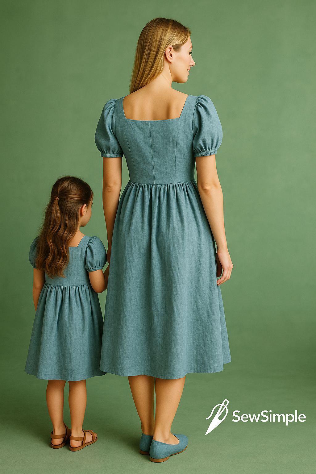 mom and daughter dress pattern, bishop sleeve dress pattern, matching dresses sewing pattern, linen dress pattern, mommy and me dress pattern, XS-5XL dress pattern, PDF dress pattern, square neckline dress, puff sleeve dress, matching outfits for mom and daughter, comfortable dress pattern, special occasion dress pattern, casual dress pattern, sewing pattern for matching outfits, dress pattern for women and kids, DIY matching dresses, handmade dress pattern, versatile dress pattern, custom-made dresses, DIY