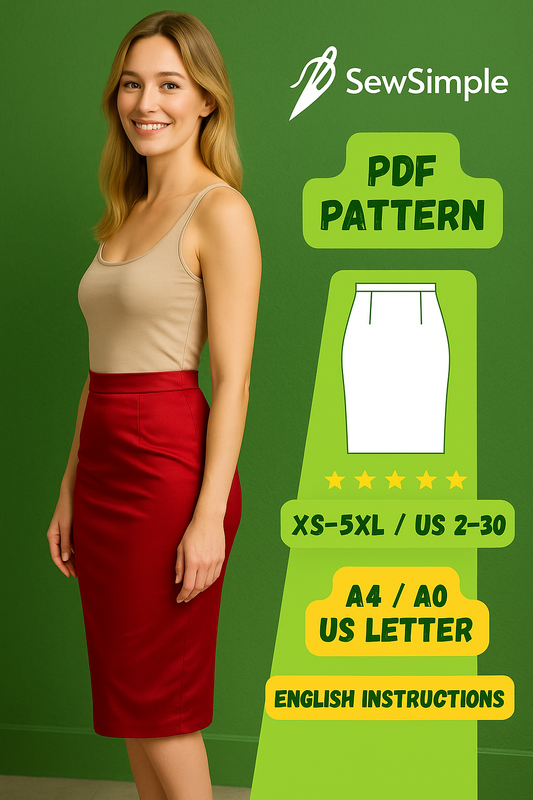pencil skirt pattern, high-waisted skirt pattern, skirt sewing pattern, easy skirt pattern, PDF skirt pattern, sewing pattern for women, pencil skirt sewing tutorial, high-waisted pencil skirt, skirt pattern XS-5XL, high-waisted pencil skirt PDF, sewing skirt pattern PDF, DIY pencil skirt, pencil skirt sewing instructions, skirt sewing tutorial, formal pencil skirt pattern, sewing pattern for beginners, easy skirt sewing project, skirt pattern for cotton, wool pencil skirt pattern, slim skirt pattern, penci