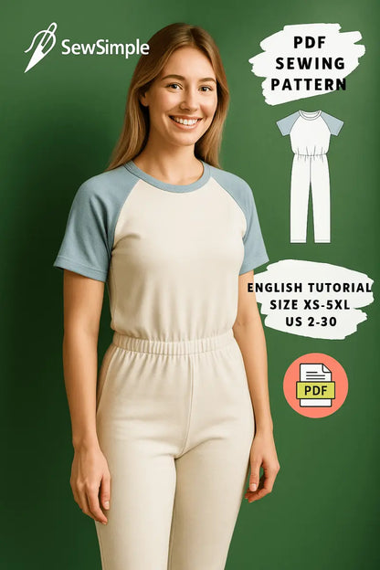 reglan sleeve jumpsuit pattern, women’s jumpsuit pattern, comfy pajama jumpsuit pattern, women’s pajamas sewing pattern, easy jumpsuit pattern, relaxed fit jumpsuit, casual jumpsuit pattern, women’s loungewear sewing pattern, cozy jumpsuit sewing, pajama jumpsuit sewing pattern, jumpsuit PJs, women’s loungewear pattern, jumpsuit with reglan sleeves, beginner sewing pattern jumpsuit, XS to 5XL jumpsuit pattern, pajama sewing pattern, homewear sewing pattern, comfortable jumpsuit pattern, loose fit jumpsuit p